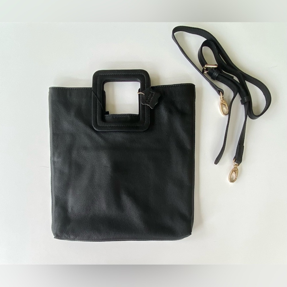 TMRW Studio Milo Black Leather Fold Over Clutch Crossbody Handbag - Picture 2 of 13